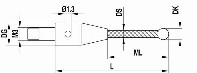 M3 clamping stylus XXT Ø3 mm silicon nitride ball, carbon fibre stem, L 30 mm, ML 21 mm, for ZEISS applications