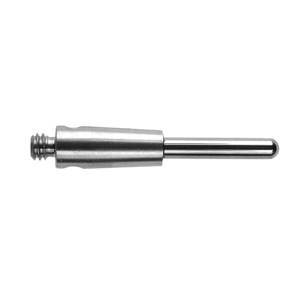 M2 Ø1.5 mm tungsten carbide spherically ended cylinder, stainless steel stem, L 15.8 mm